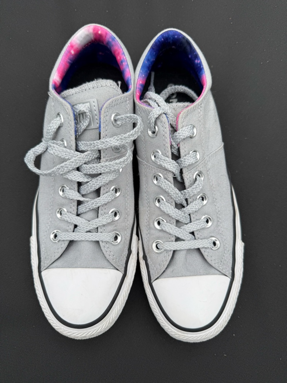 Converse Canvas Low-Top Sneakers with Galaxy Lining - Gray